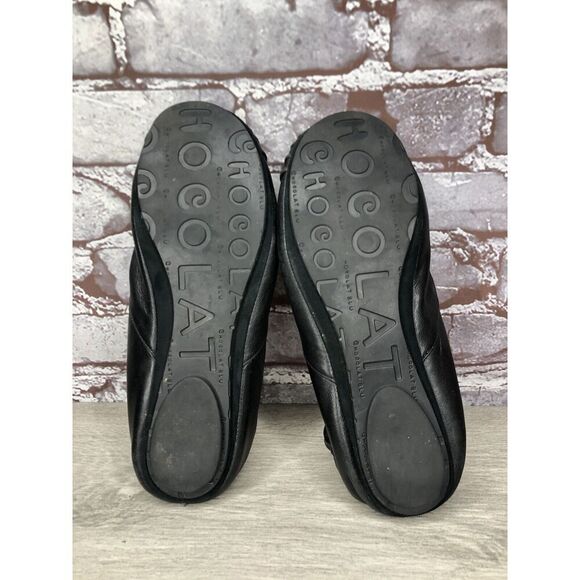 Chocolate Blu CAM2 Black Pleated Leather Ballet Flats Shoes Women Sz 8M US/39EU - Picture 9 of 16